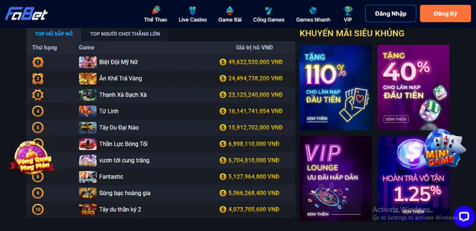 Hình ảnh các loại hình game đa dạng tại RS88